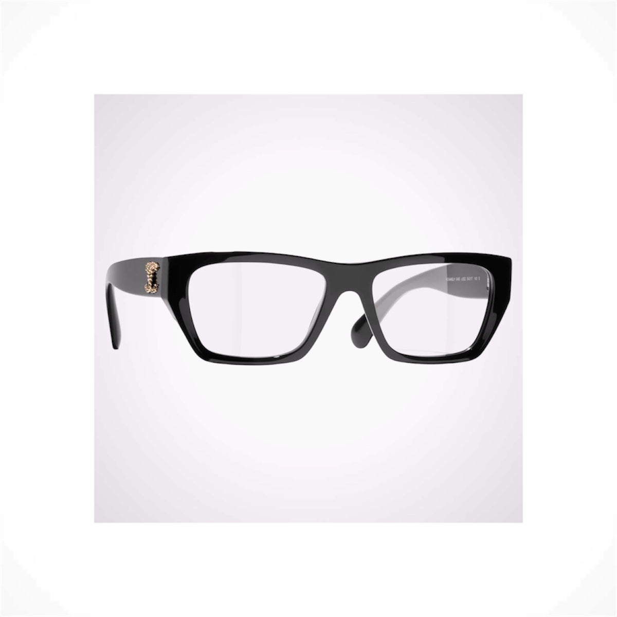 CHANEL 3495 C622 black rectangular eyeglasses with gold chain interlocking CC arms