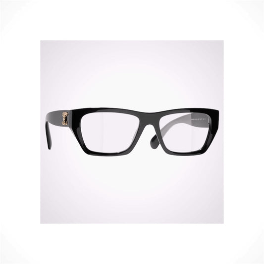 CHANEL 3495 C622 black rectangular eyeglasses with gold chain interlocking CC arms