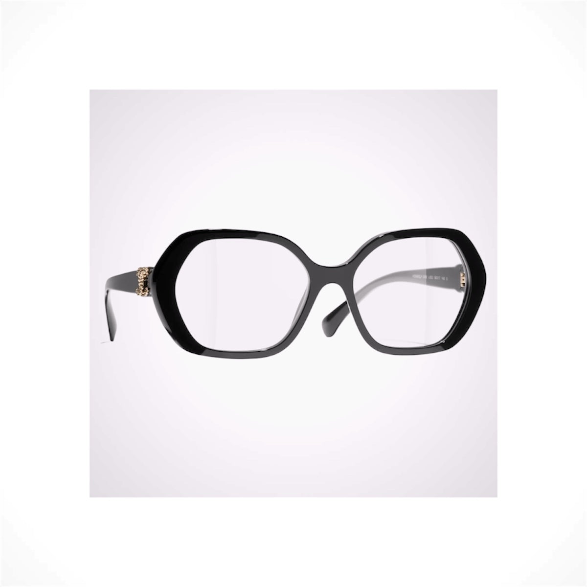 CHANEL 3496 C622 black square eyeglasses with gold chain interlocking CC arms