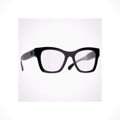 CHANEL 3498 C622 black butterfly eyeglasses with 3D black and gold interlocking CC detailing
