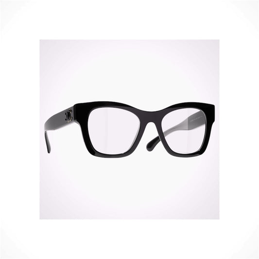 CHANEL 3498 C622 black butterfly eyeglasses with 3D black and gold interlocking CC detailing