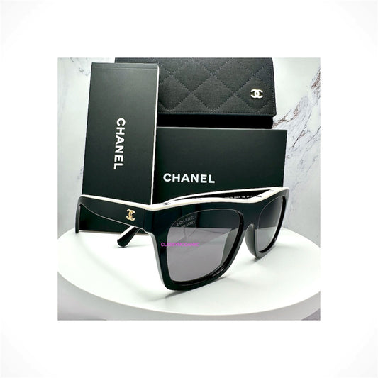 CHANEL 5569 1656/T8 women's black and white square polarized sunglasses