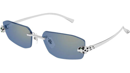 Cartier CT0474S 005 blue gradient silver panther rimless sunglasses side view