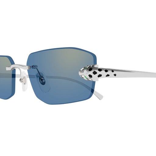 Cartier CT0474S 005 blue gradient silver panther rimless sunglasses side view
