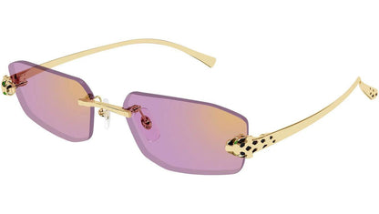 Cartier CT0474S 006 pink rimless gold panther arms women's sunglasses