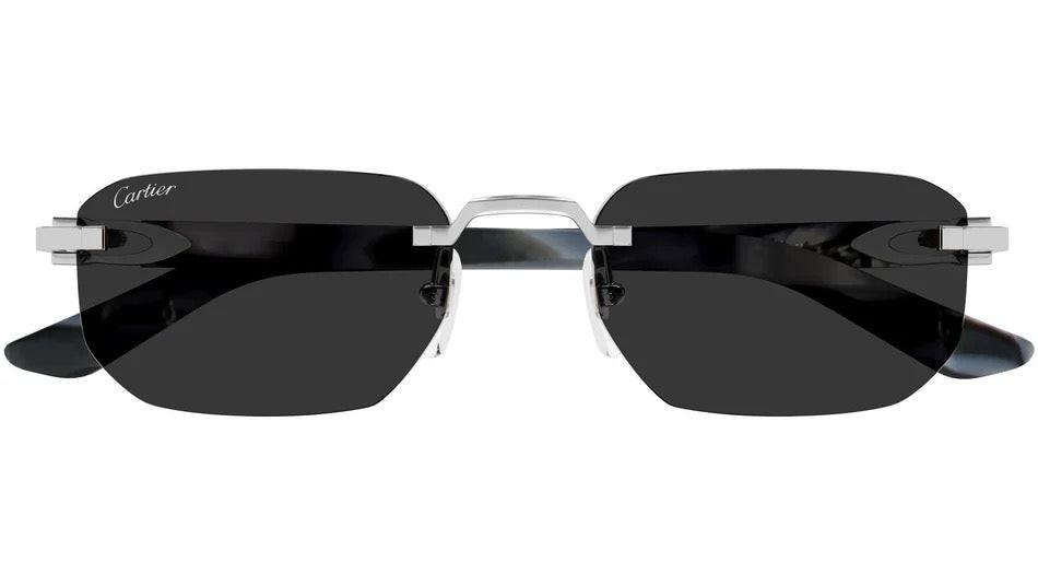 Cartier CT0622S 005 rimless men's sunglasses in black, grey and silver