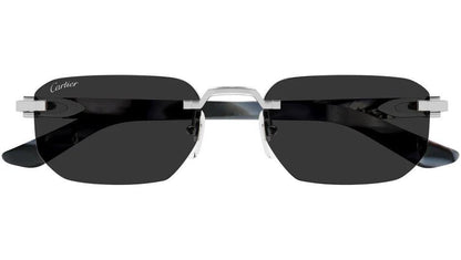 Cartier CT0622S 005 rimless men's sunglasses in black, grey and silver