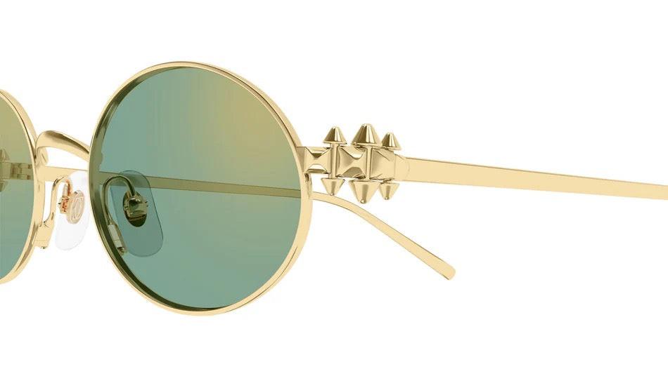 Cartier CT0644S 004 gold oval metal frames green gradient lens sunglasses front view