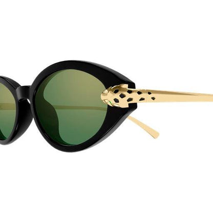 CT0634S 004 Black Cartier sunglasses with panther arms 