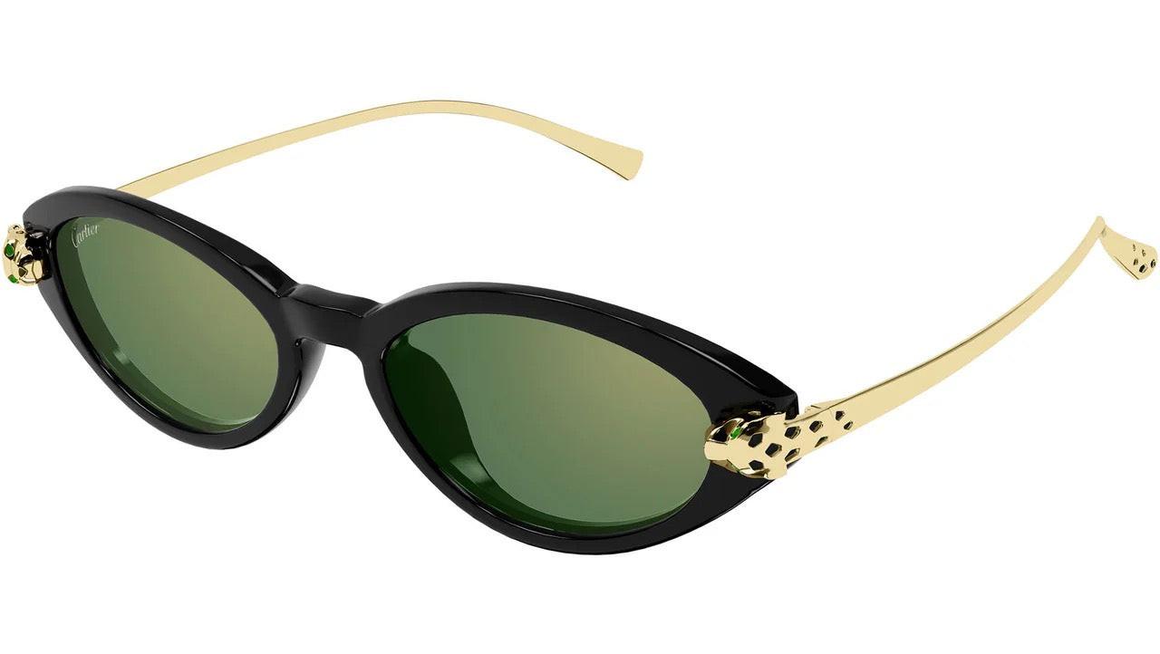 Cartier Sunglasses CT0634S 004 black cat eye green lens 