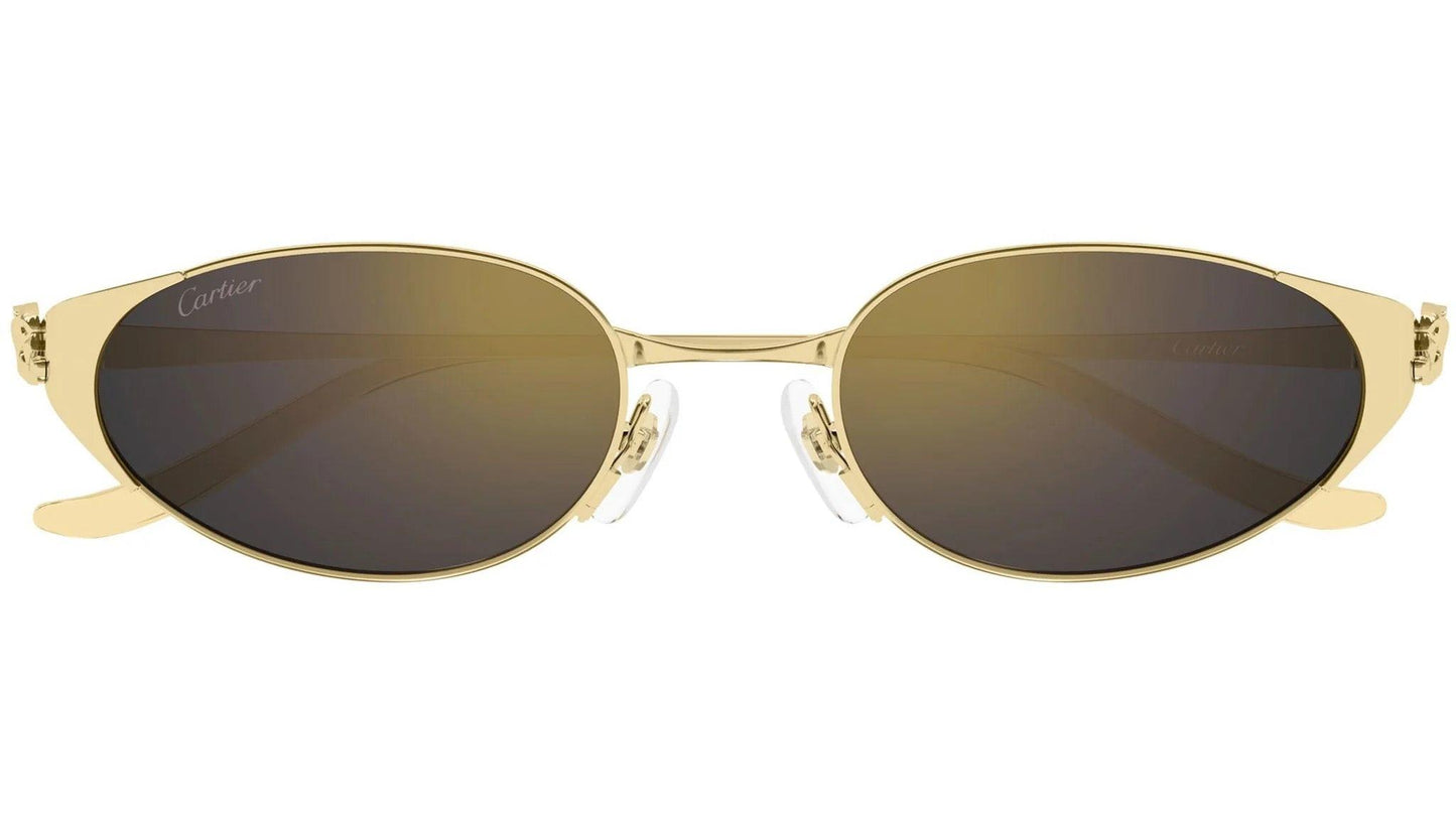 Cartier CT0630S 001 gold oval grey gradient lens front frame panther sunglasses