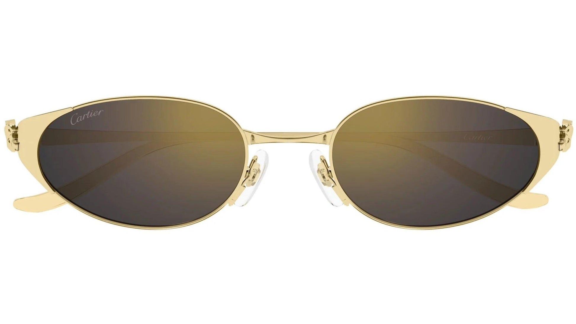Cartier CT0630S 001 gold oval grey gradient lens front frame panther sunglasses