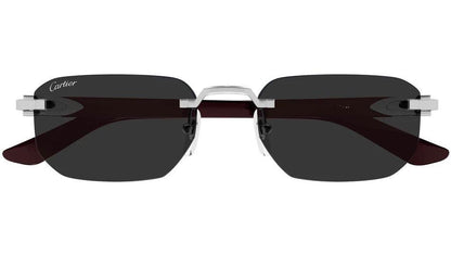 Cartier CT0622S 002 rimless black burgundy silver reinterpretation of Decor C temples mens sunglasses front frame