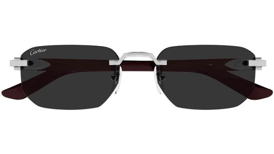 Cartier CT0622S 002 rimless black burgundy silver reinterpretation of Decor C temples mens sunglasses front frame