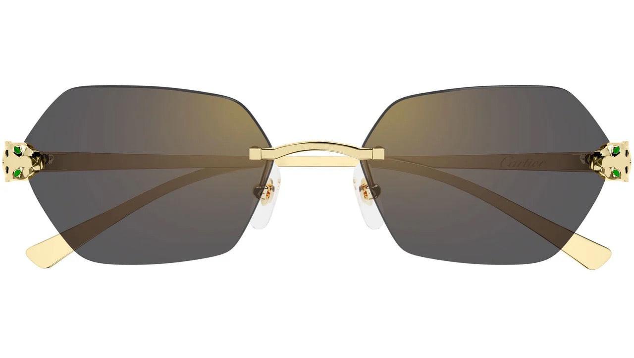 Cartier CT0636S 001 gold grey women's panther Sunglasses 