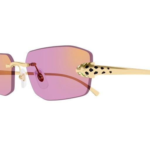 Cartier CT0474S 006 pink rimless gold panther arms women's sunglasses side view