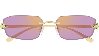 Cartier CT0474S 006 pink rimless gold panther arms women's sunglasses front view