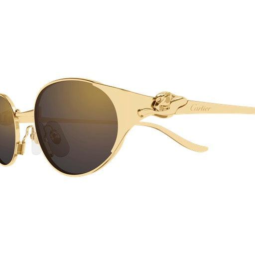 Cartier CT0630S 001 gold oval grey gradient lens panther sunglasses