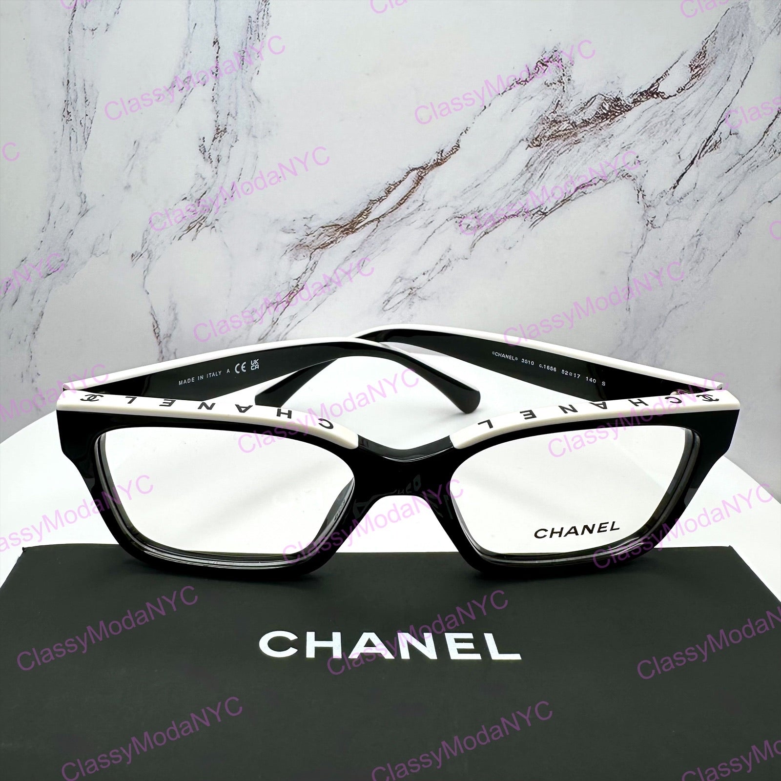 Chanel 3510 1656 Chanel eyeglasses front view logo on top frame 