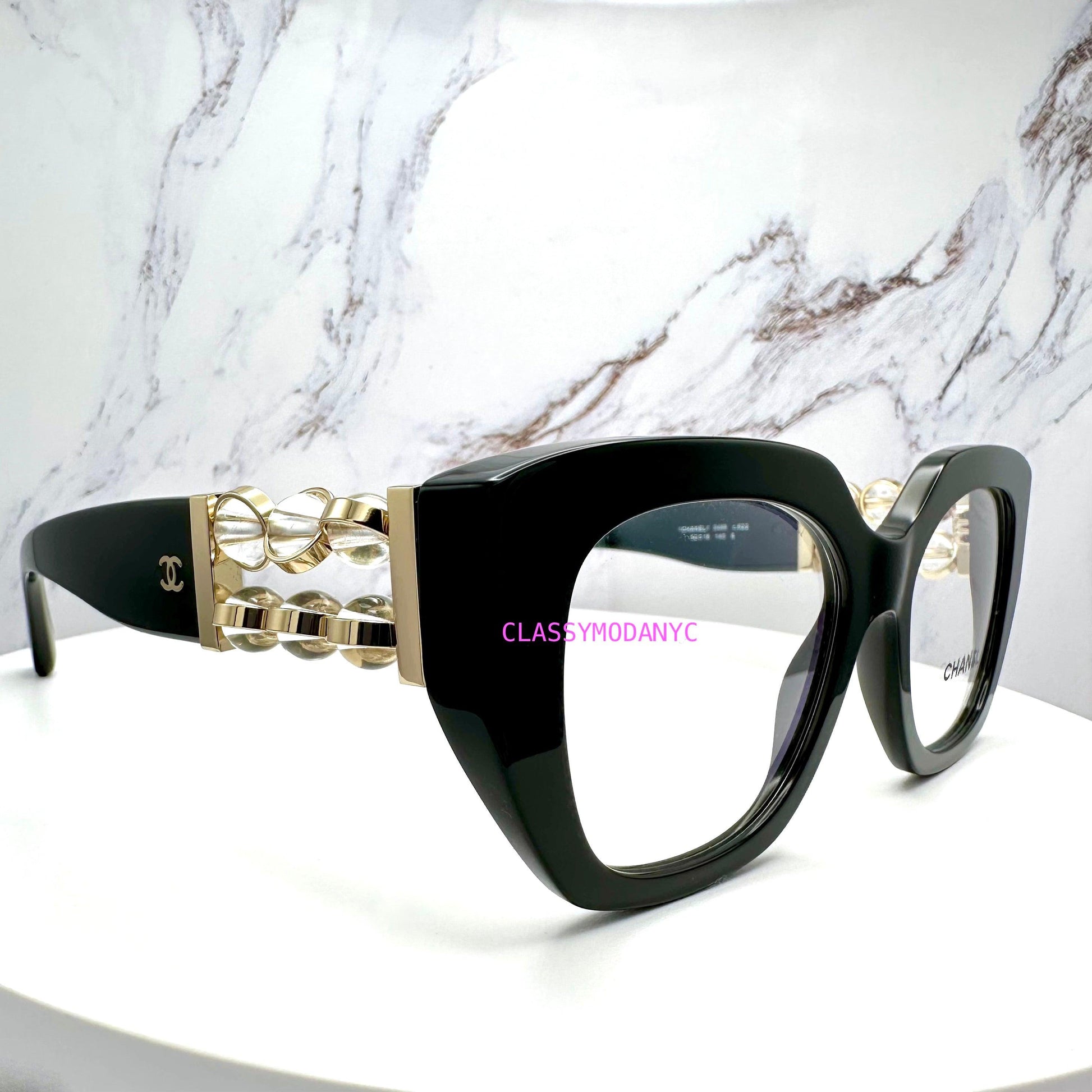 Chanel CH3488 C622 Eyeglasses Black Full Rim Cat Eye Prescription Frames 