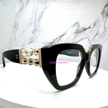 Chanel CH3488 C622 Eyeglasses Black Full Rim Cat Eye Prescription Frames 