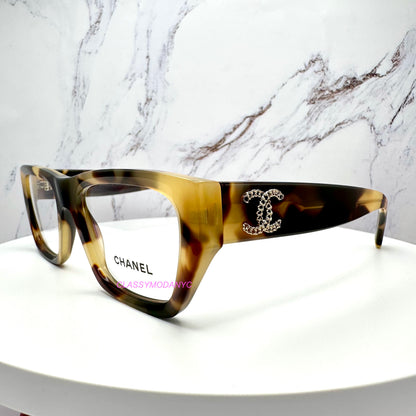 Chanel CH3495 brown havana eyeglasses for women 52mm side view 