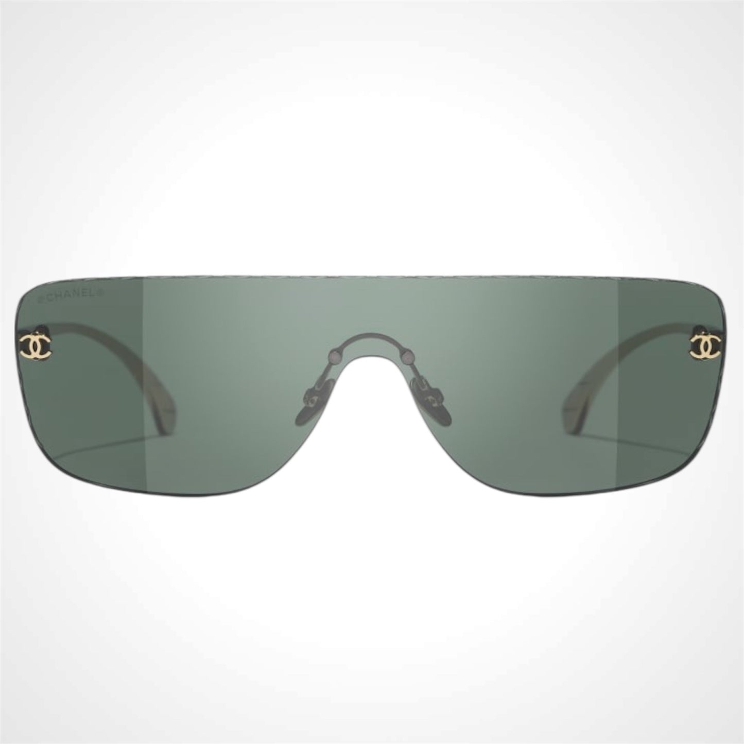 Chanel CH4293 C395/71 shield gold rimless sunglasses front view 