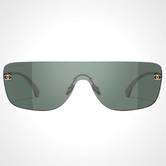 Chanel CH4293 C395/71 shield gold rimless sunglasses front view 