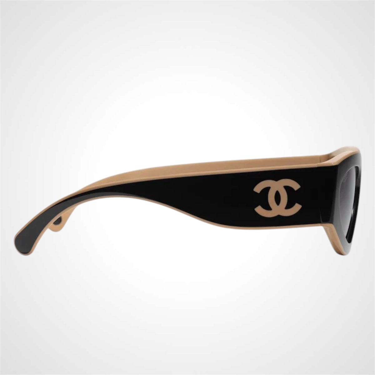 Chanel CH6056 Black and beige sunglasses cat eye side view 