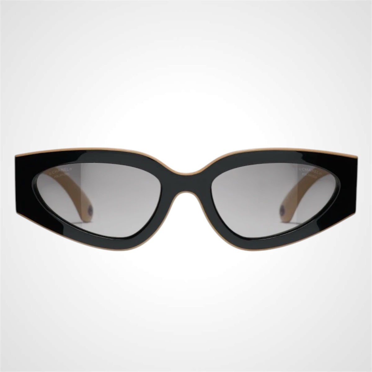 Chanel CH6056 Black and beige sunglasses front view cat eye