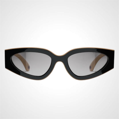 Chanel CH6056 Black and beige sunglasses front view cat eye