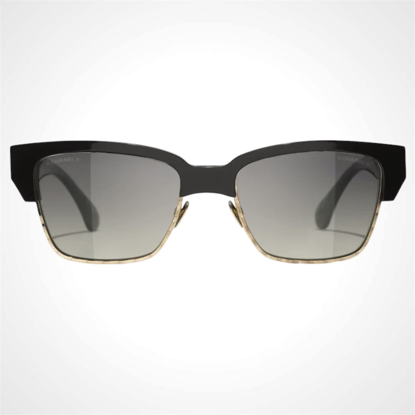 Chanel sunglasses CH5558 C622/S6 black gold metal cat eye front view for women