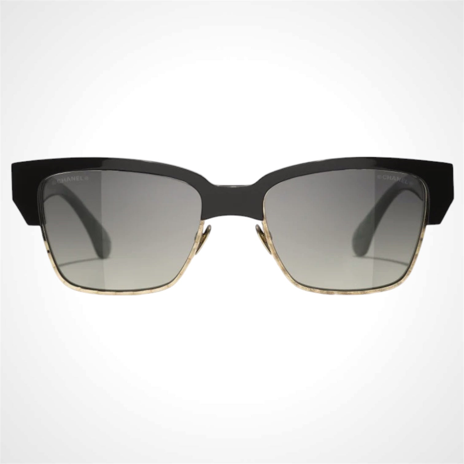 Chanel sunglasses CH5558 C622/S6 black gold metal cat eye front view for women