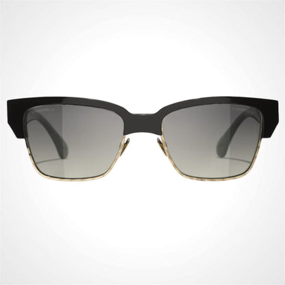 Chanel sunglasses CH5558 C622/S6 black gold metal cat eye front view for women