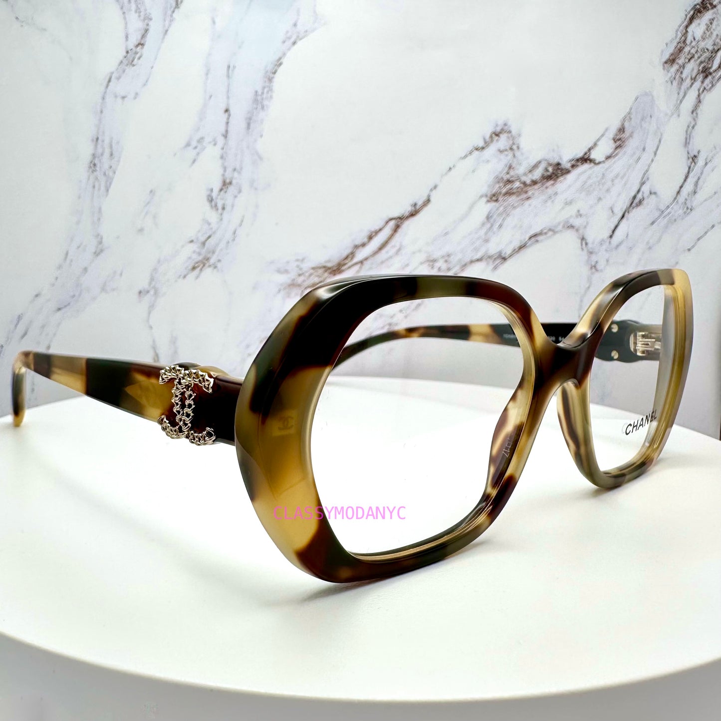 Chanel brown havana eyeglasses CH3496 1820 side view 