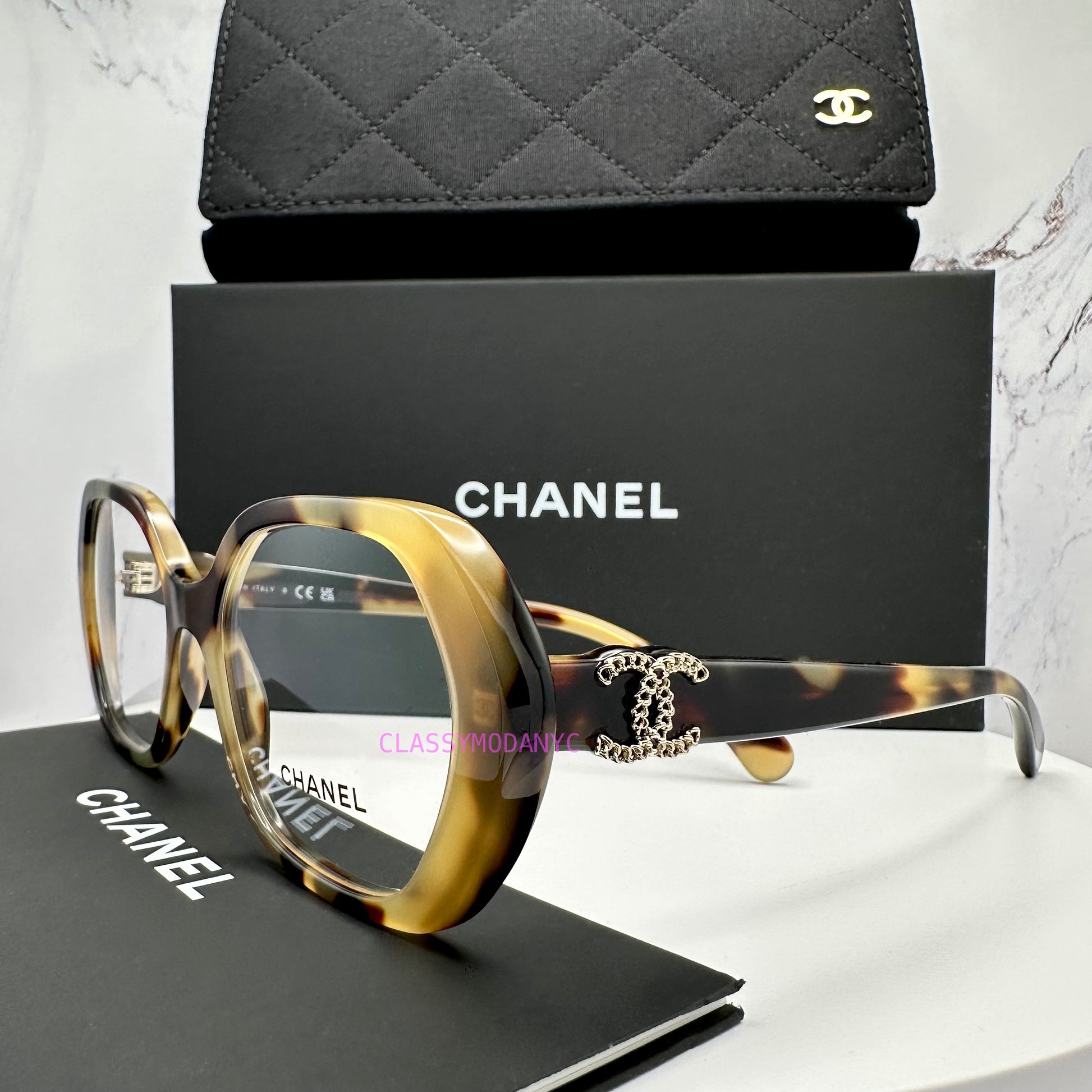 Chanel brown havana tortoise shell eyeglasses CH3496 womens frames 