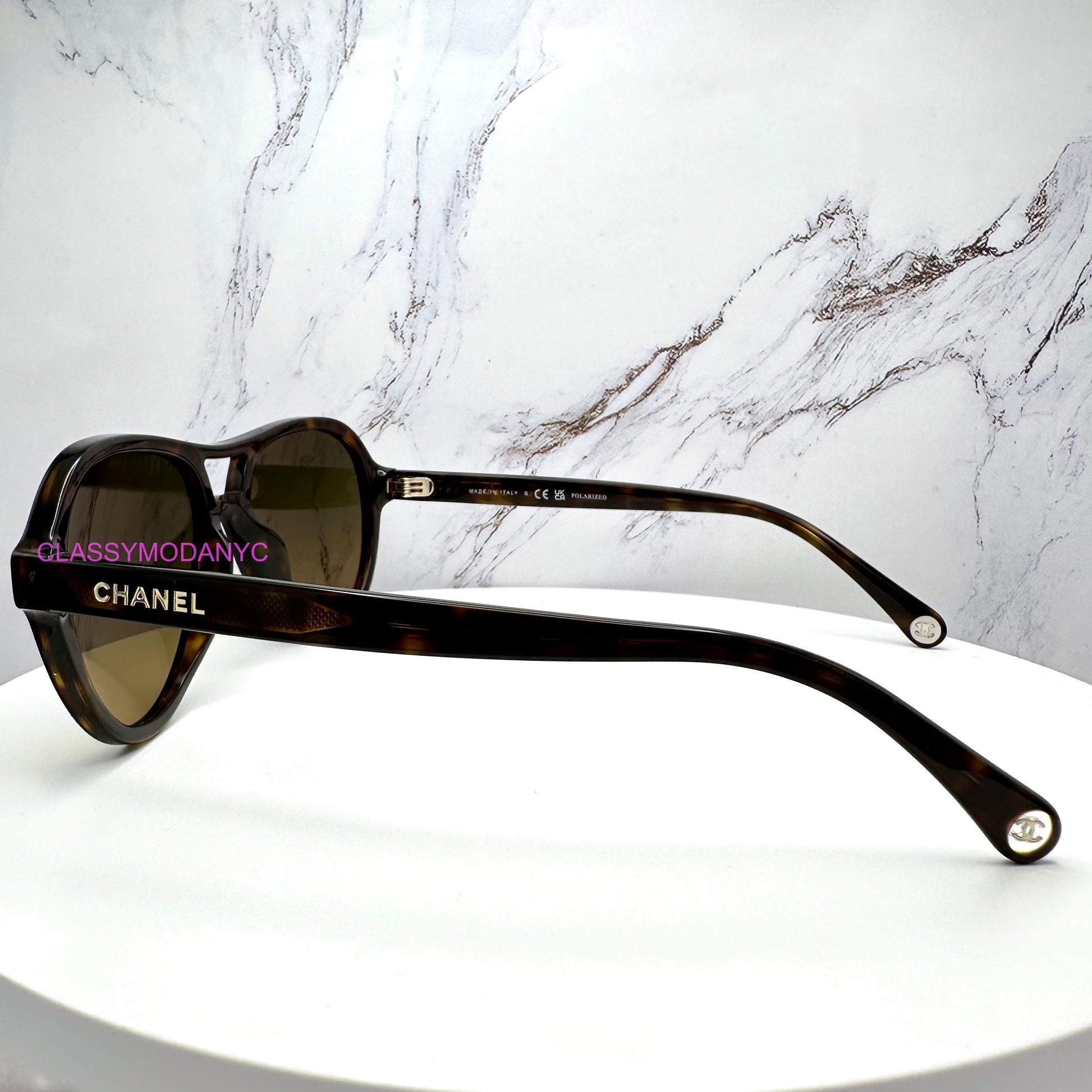 Chanel brown pilot aviator 