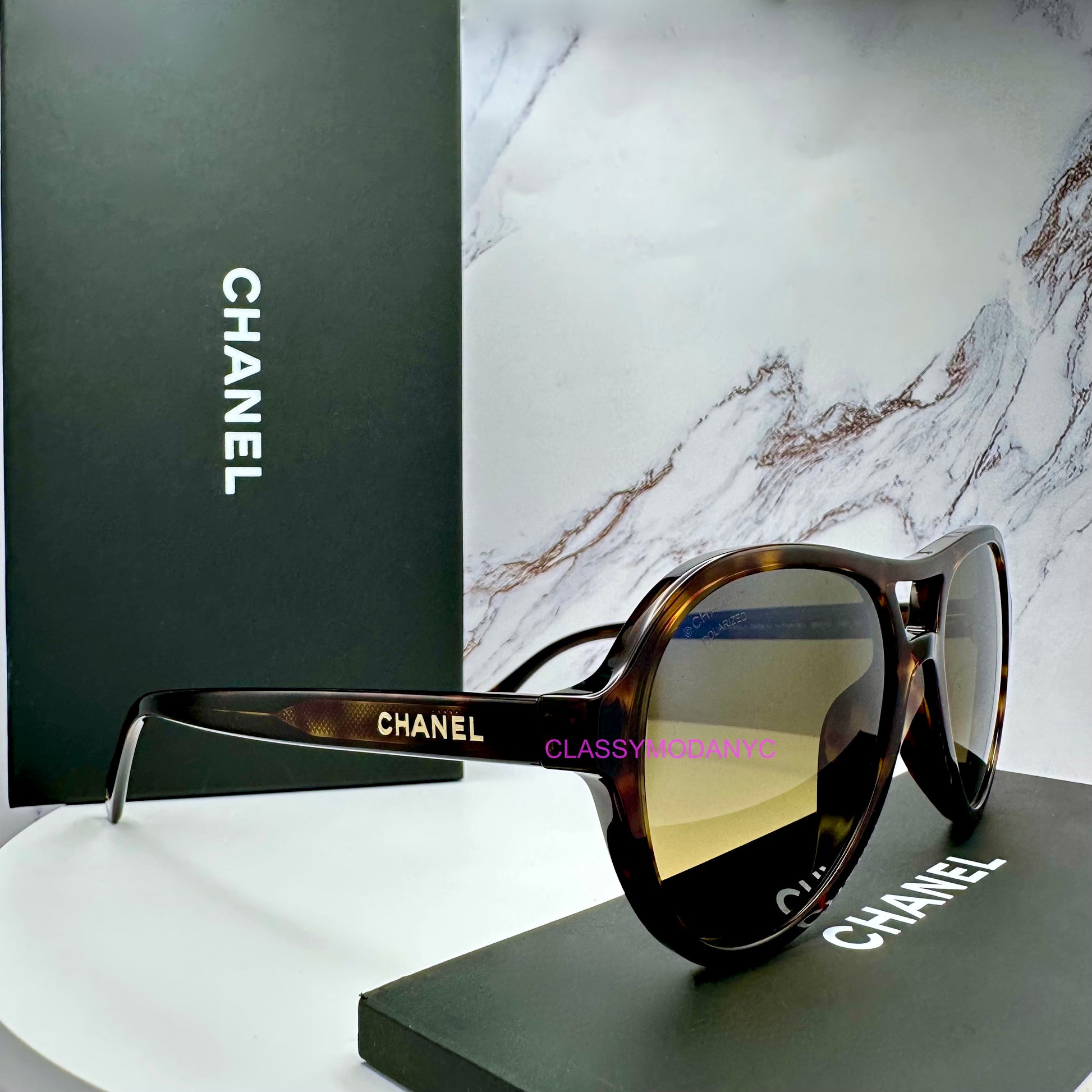 Chanel brown aviator CH5552U C714W1 polarized side view 