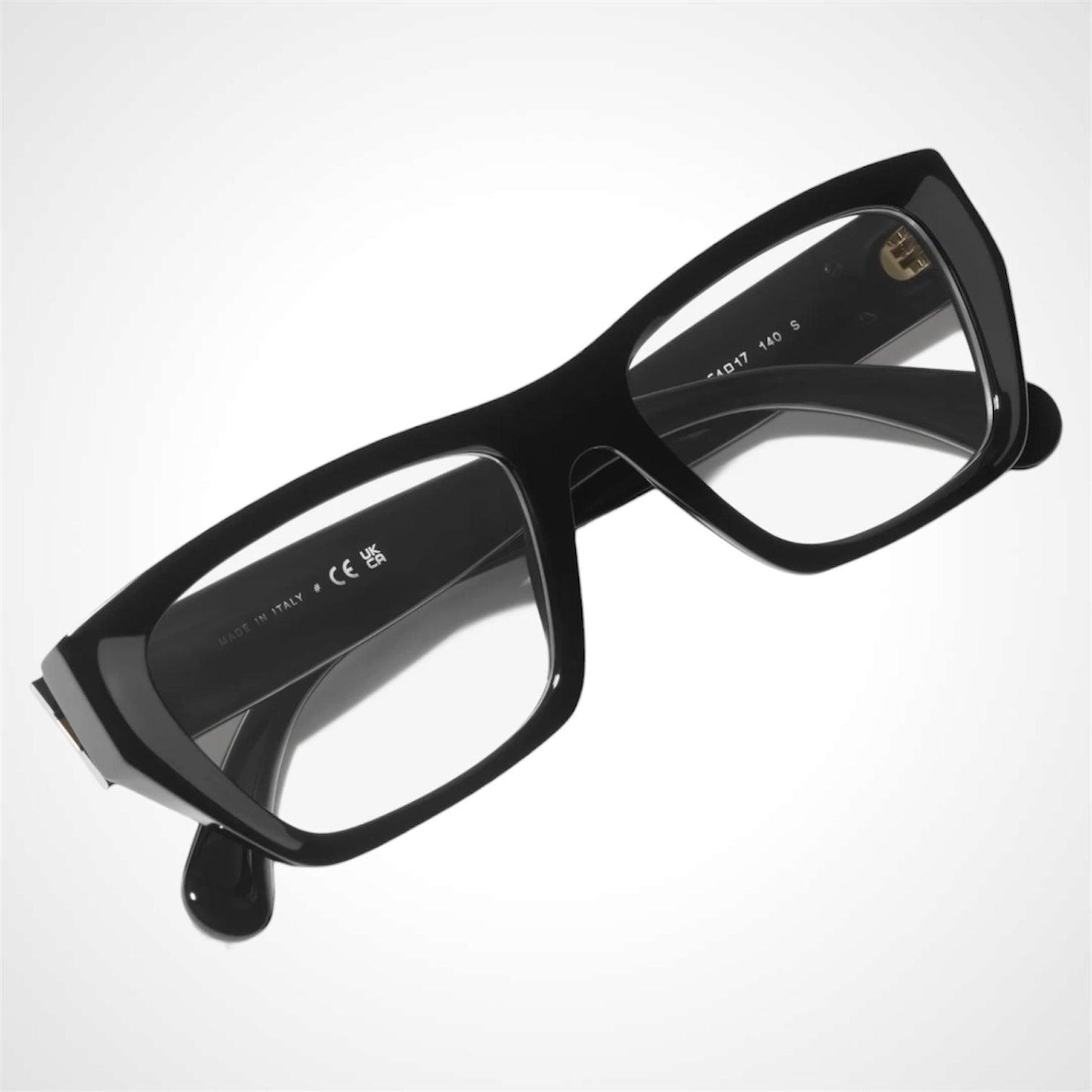 CHANEL CH3495 C622 black rectangle eyeglasses gold chain logo