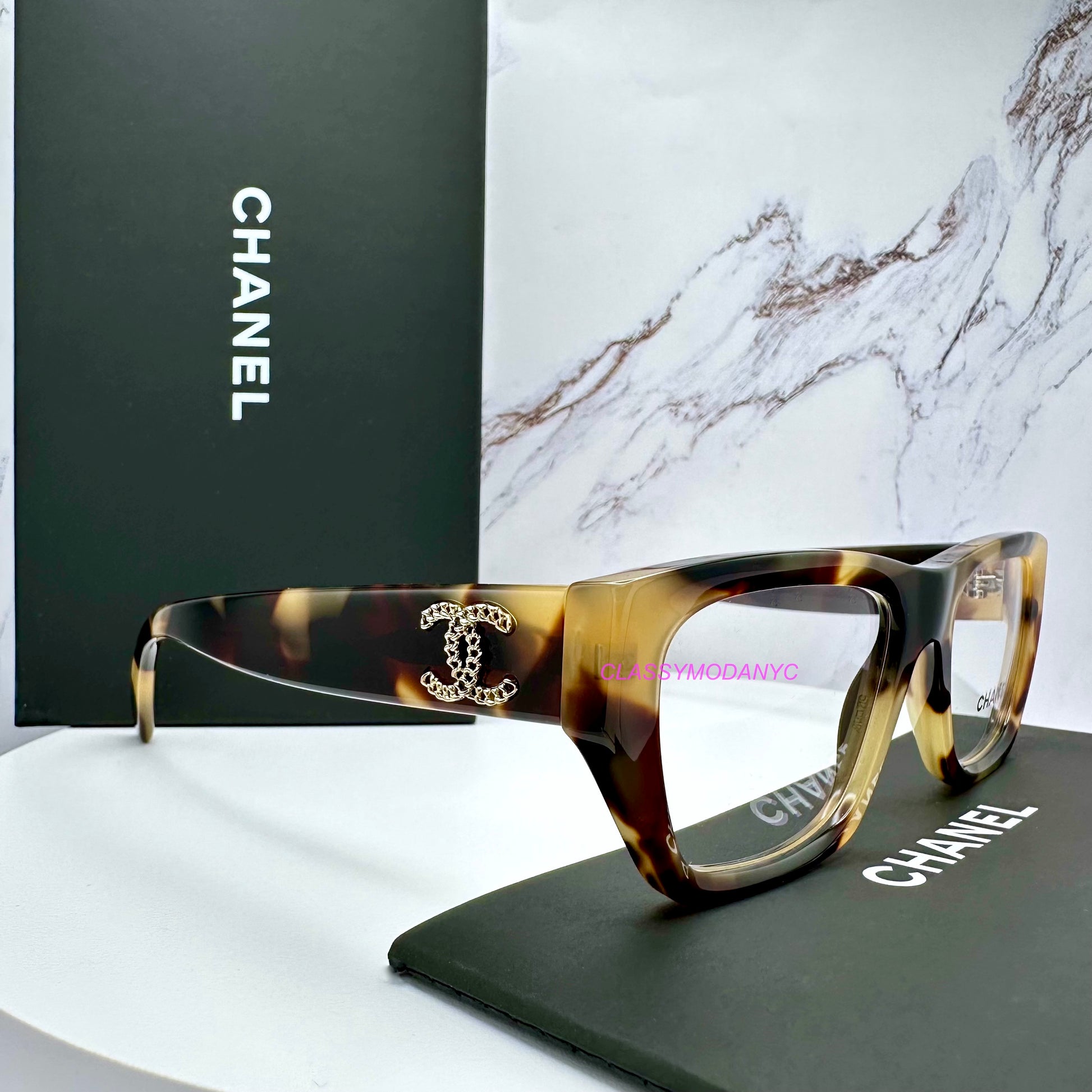 Chanel eyeglasses CH3495 brown havana tortoise shell for women 