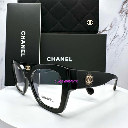 CH3490 C622 Chanel eyeglasses black cat eye square side view 