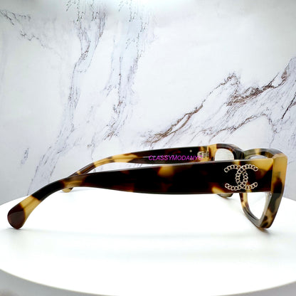 Chanel CH3495 brown havana eyeglasses for women 52mm side view 