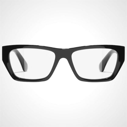 CHANEL CH3495 C622 black rectangle eyeglasses gold chain logo side view front view