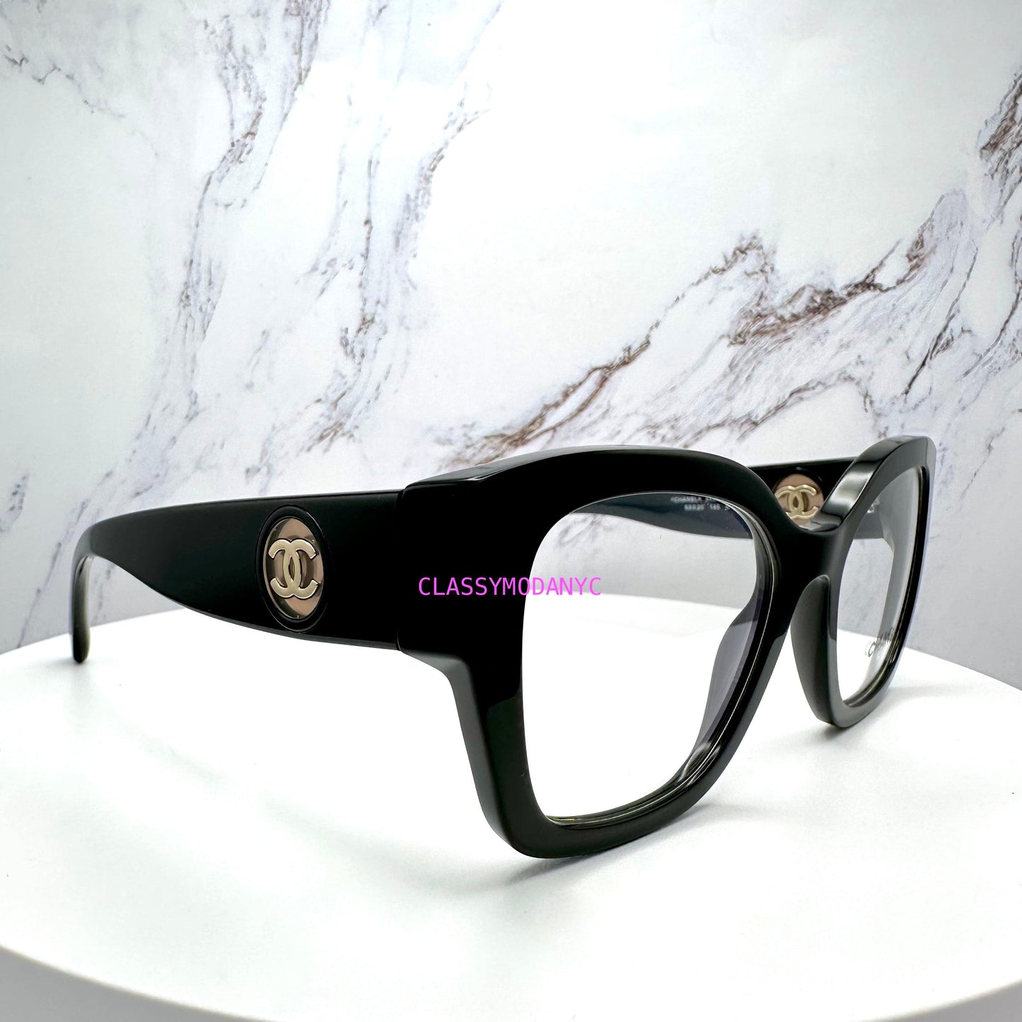 CH3490 C622 Chanel eyeglasses black cat eye square interlocking CC logo 