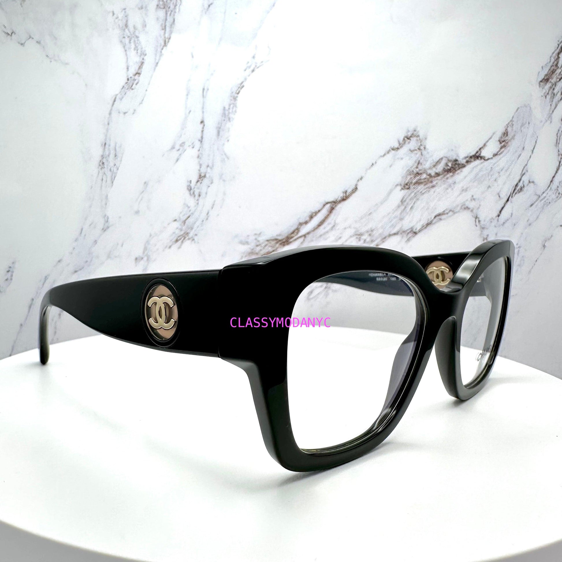 CH3490 C622 Chanel eyeglasses black cat eye square interlocking CC logo 
