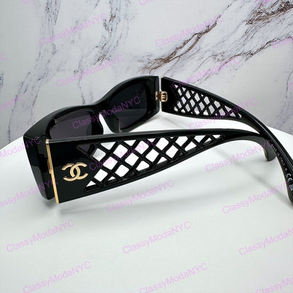 Chanel new sunglasses black gold 