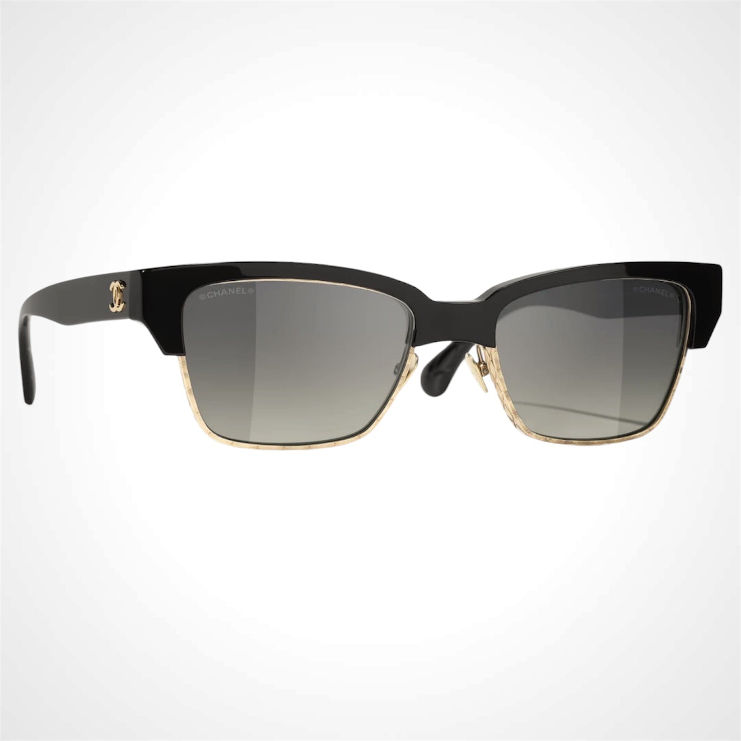 Chanel sunglasses CH5558 C622/S6 black gold metal cat eye side view for women