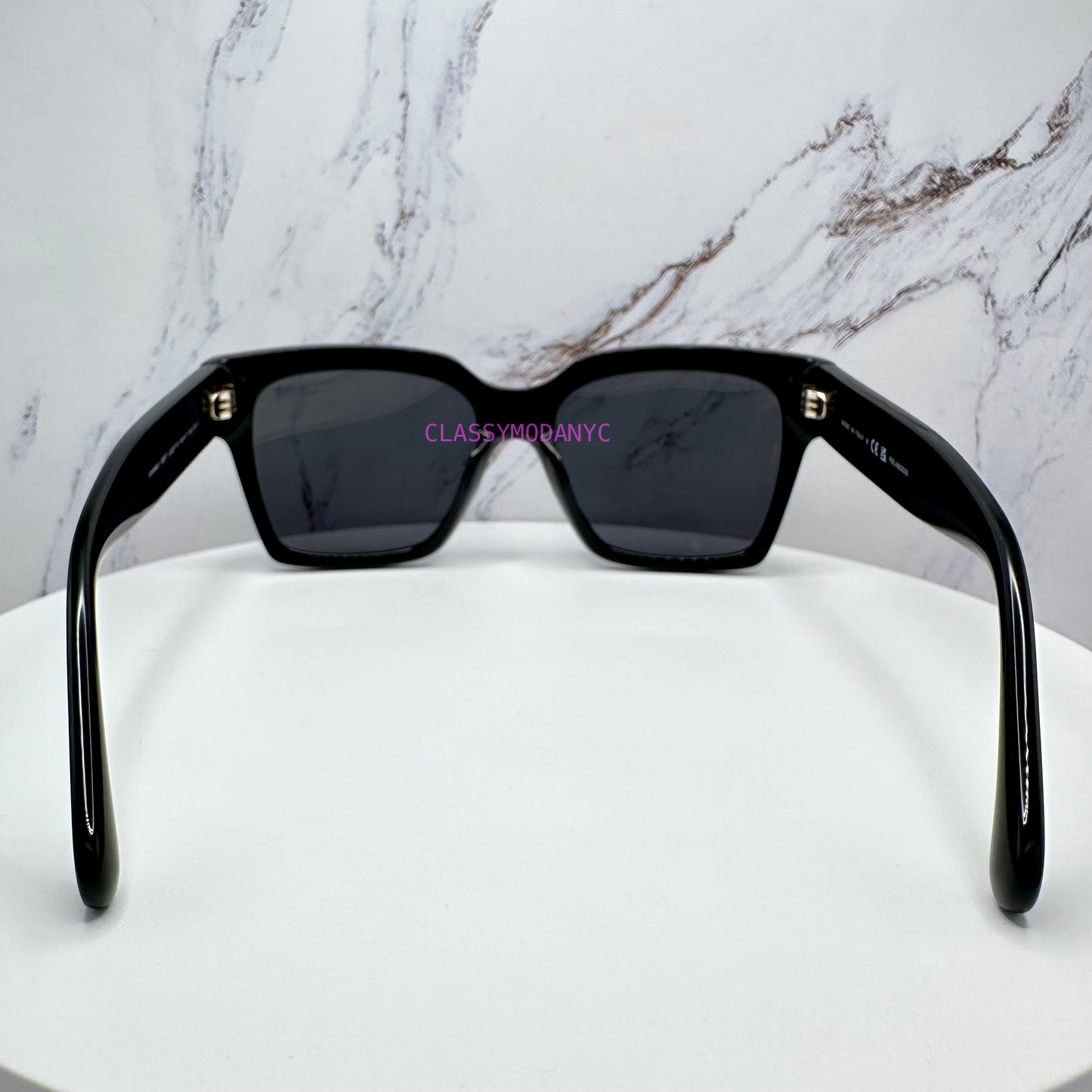 Chanel sunglasses back view polarized women's black butterfly frames 
