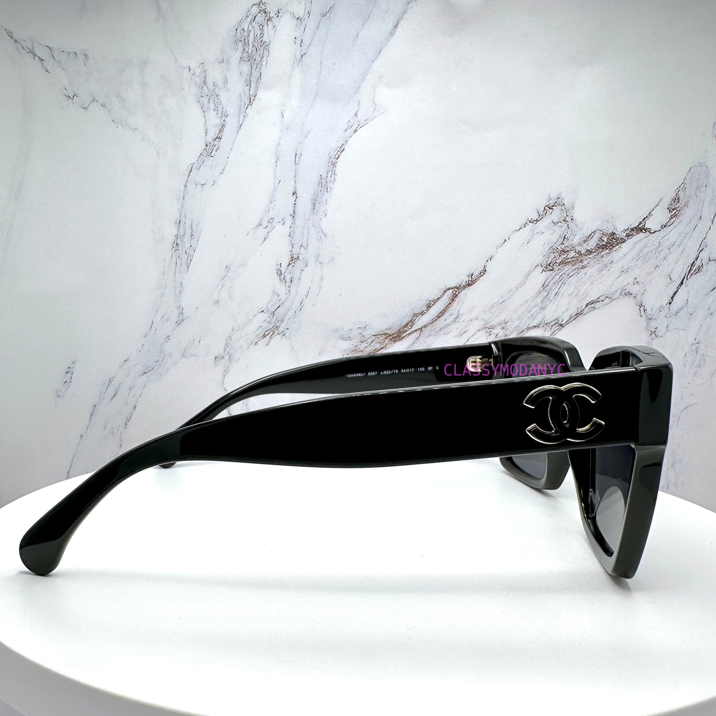 Chanel sunglasses black with black gold interlocking CC 