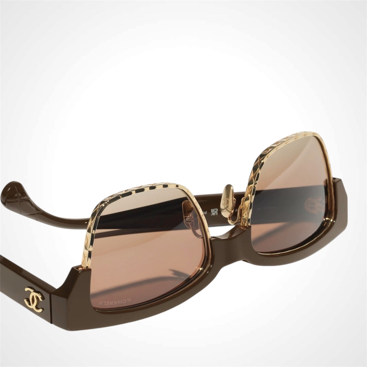 Chanel CH5558 1460/S8 sunglasses brown gold cat eye square for women 